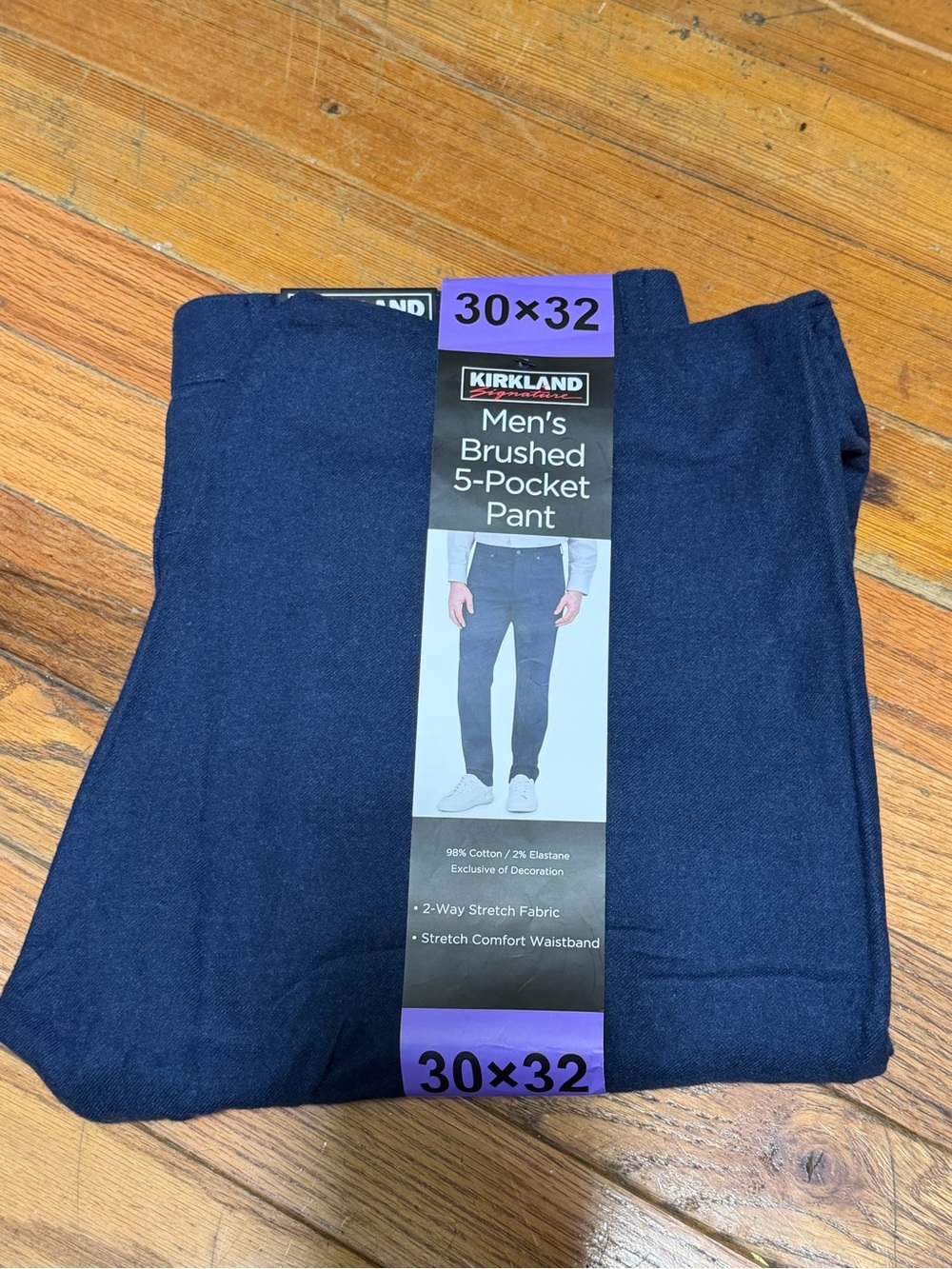 Kirkland Signature Men’s Brushed 5-Pocket Pant Navy Blue Size 30x32 Stretch New